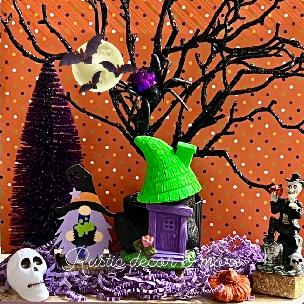 Fairy Garden “Witch’s Boot”  house & Witch Gnome Bundle for Your Tier Trays